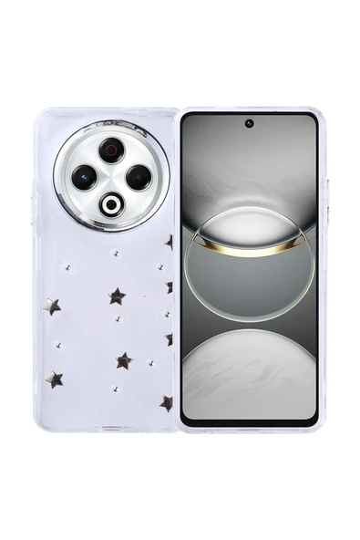 Coverzone Tecno Spark 30 4G ile uyumlu Kılıf Airbag Köşeli Şeffaf Baskılı Z-Kutup ürün görseli