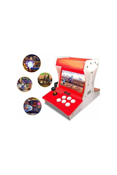 Coverzone İki Kişilik Retro 10 inç Ekran Oyun Konsolu 8200 Oyun Makinesi Dahili Hoparlör M77 - Resim 2