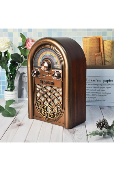 Coverzone Retro Radyo Taşınabilir Bluetooth Speaker Ve Hoparlör Ahşap Kaplama Antika Tarzı R-1950BTL BORDO ürün görseli