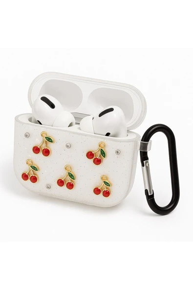 Coverzone AirPods Pro 2. Nesil ile Uyumlu Sert Silikon Kılıf Şeffaf Simli Koruyucu Askı Aparatlı Fiyonk ürün görseli