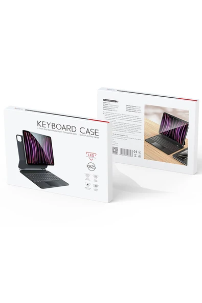 Coverzone Klavyeli Kılıf KB25 - iPad Air 5 ve Tecno Uyumlu, Standlı, Hafif Tasarım, Suya Dayanıklı Kapak - Resim 2
