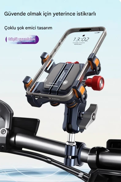Coverzone Profesyonel Gidon Telefon Tutucu TX02 - Alüminyum Alaşım, Suya Dayanıklı, Bisiklet & Motosiklet - Resim 3