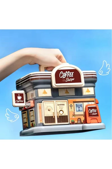 Coverzone Coffee Shop Tasarımlı Metal Ve Kağıt Para Kumbarası Dekoratif Hediyelik Ev Süsü - Resim 4