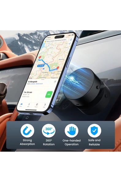 Xo Otomatik Vantuzlu Direksiyon Torpido Konsol Ekran Mıknatıslı Metal Araç İçi Telefon Tutucu C155 - Resim 6