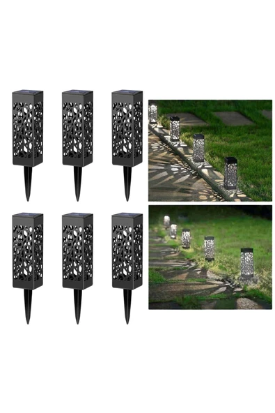 Coverzone 6'lı Solar Bahçe Lambası,LED Aydınlatmalı,Karanlıkta Otomatik Yanan,Gündüz Otomatik Şarj Olan Lamba - 1