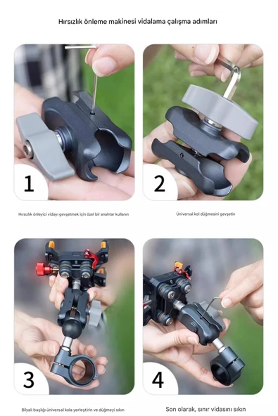 Coverzone Profesyonel Gidon Telefon Tutucu TX02 - Alüminyum Alaşım, Suya Dayanıklı, Bisiklet & Motosiklet - Resim 4