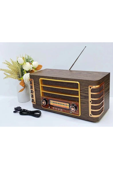 Coverzone Midi Boy Retro Bluetooth Hoparlör Radyo, USB/TF Kart Destekli, Şarjlı Pil ile Çalışan CZ-1973 - Resim 5