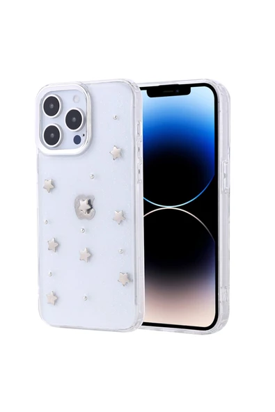 Coverzone iPhone 14 Pro ile uyumlu Kılıf Airbag Köşeli Şeffaf Baskılı Z-Kutup ürün görseli