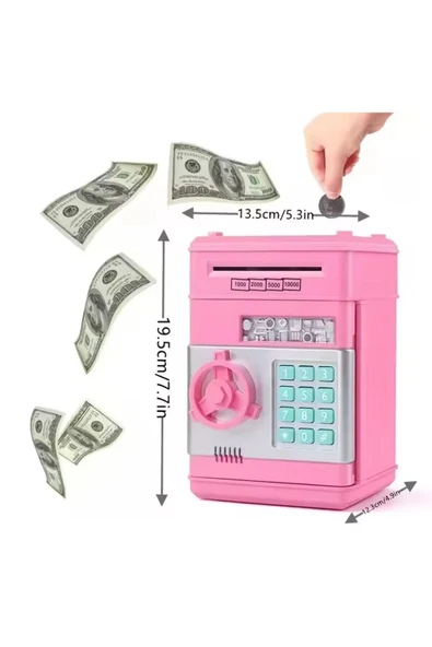 Coverzone Melodili ATM Metal Ve Kağıt Para Kumbarası Şİfreli Para Biriktirme Alışkanlığı Dekoratif Hediyelik - 5