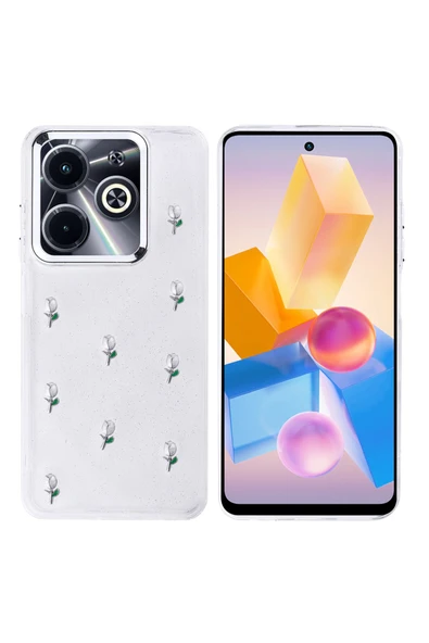 Coverzone İnfinix Hot 40i ile uyumlu Kılıf Airbag Köşeli Şeffaf Baskılı Z-Kutup ürün görseli