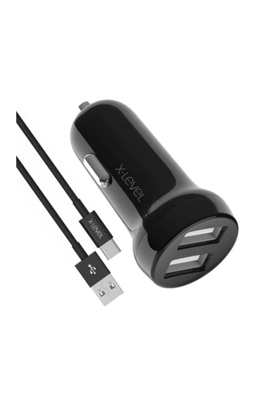 X-Level X-chargerdrivec 2.4a 15.5w 2x Usb-a Port Araç Içi Şarj Cihazı - Type-c Kablo - Çakmaklık Şarj ürün görseli