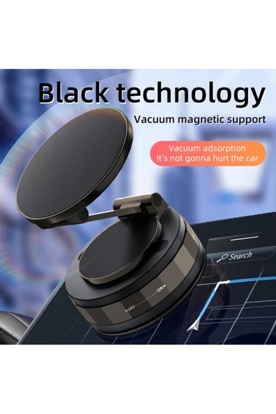 Xo Magsafe Uyumlu Araç Telefon Tutucu – Güçlü Manyetik Vakumlu, 360° Ayarlı Stand, iPhone C176 - Resim 2
