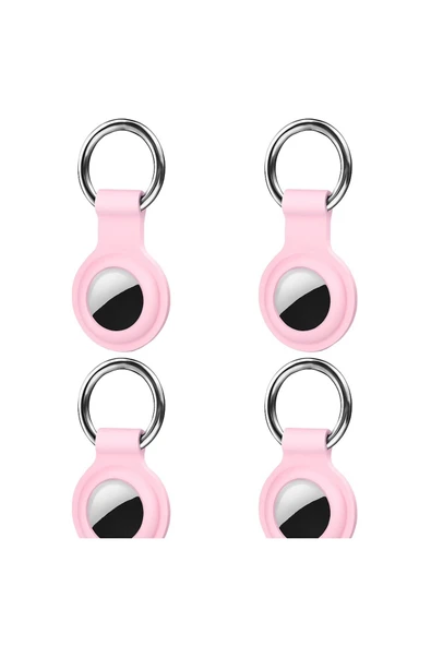 Coverzone AirTag ile Uyumlu Anahtarlıklı Silikon Kılıf A010 Koruyucu Anahtarlık Pembe 4'lü Paket ürün görseli