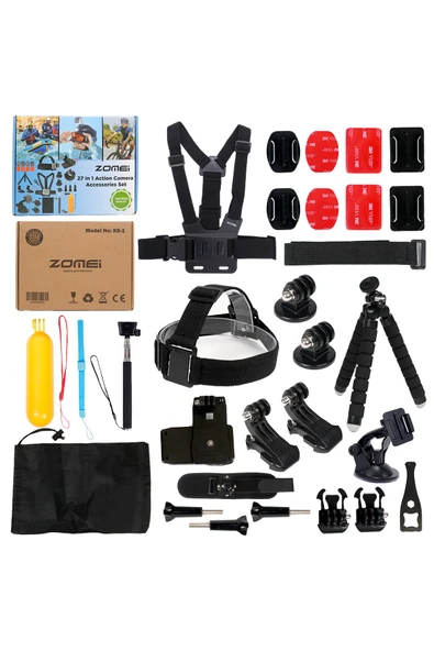 Coverzone Aksiyon Kamera Aksesuar Seti - 27 Parça, Çantalı, GoPro DJI Insta360 Uyumlu, Vlog İçin KS-1 - Resim 6