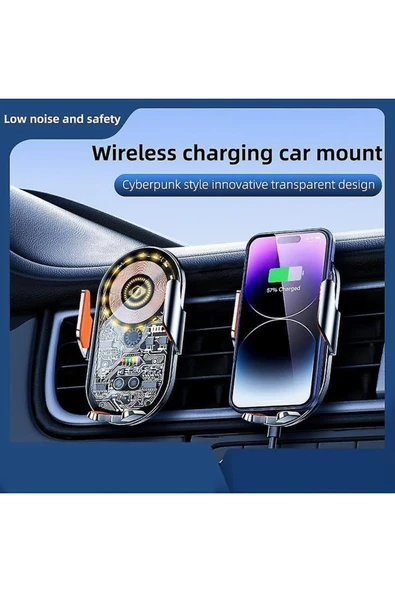 Coverzone Kablosuz Araç İçi Cep Telefonu Şarj 2in1 Telefon Tutucu ve Şarj Araç 4.7-7.2 inç Uyumlu C12 - Resim 7