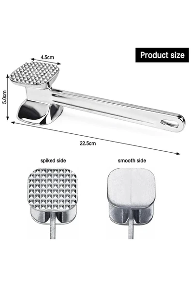 Coverzone Çift Taraflı Et Dövücü Tokmak | Dayanıklı Alüminyum Malzeme | Pratik & Ergonomik Et Yumuşatıcı - Resim 3