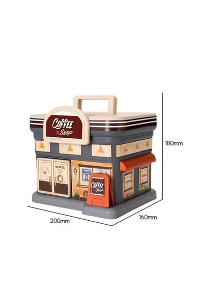 Coverzone Coffee Shop Tasarımlı Metal Ve Kağıt Para Kumbarası Dekoratif Hediyelik Ev Süsü - Resim 3