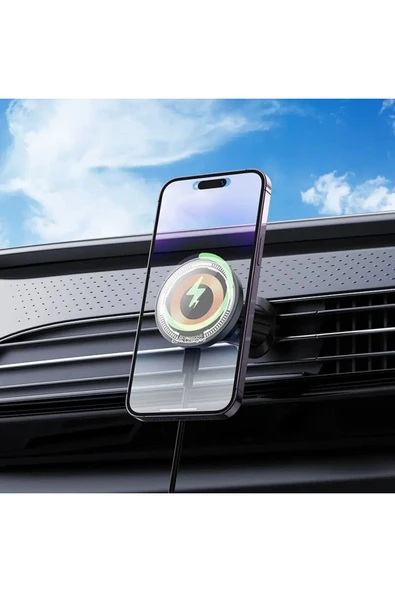Borofone MagSafe ile Uyumlu Mıknatısla Sabitlenen Kablosuz Şarj Destekli Araç Telefon Tutucu BH211 - Resim 6