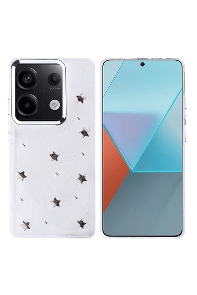 Coverzone Xiaomi Redmi Note 13 Pro 4G ile uyumlu Kılıf Airbag Köşeli Şeffaf Baskılı Z-Kutup ürün görseli