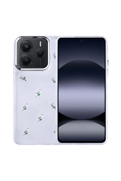 Coverzone Xiaomi Redmi Note 14 5G ile uyumlu Kılıf Airbag Köşeli Şeffaf Baskılı Z-Kutup ürün görseli