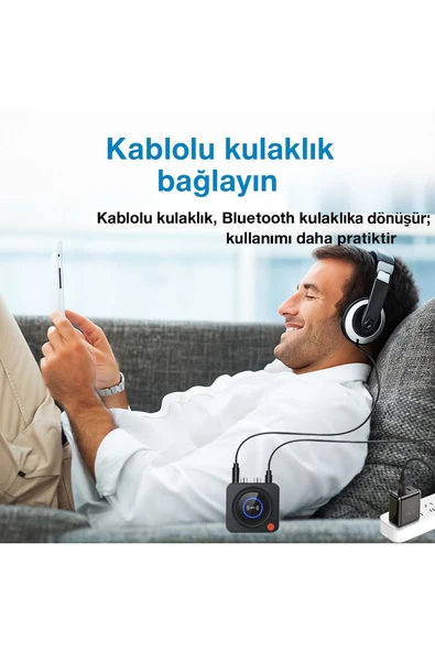 Coverzone HI-FI için Bluetooth Adaptörü, Hoparlörler için Bluetooth Alıcısı (3,5 mm AUX, RCA, TF, NFC) C52 - Resim 3