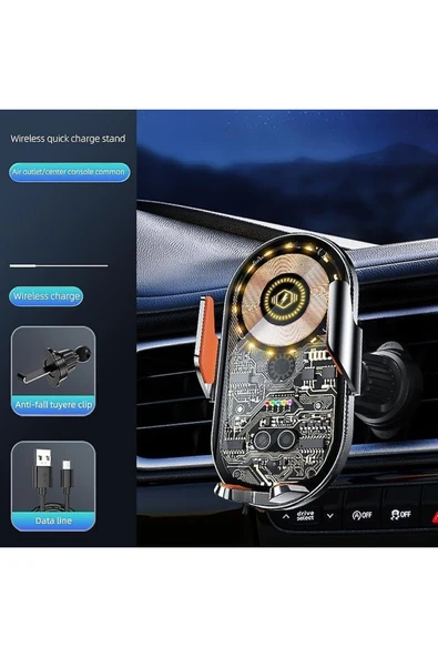 Coverzone Kablosuz Araç İçi Cep Telefonu Şarj 2in1 Telefon Tutucu ve Şarj Araç 4.7-7.2 inç Uyumlu C12 - Resim 5