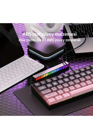 Coverzone 65% Kablolu Hotswap Mekanik Oyun Klavyesi,68 Tuşlu Anti-Ghosting AJAZZ AK680 Pembe | Brown Switch - Resim 3