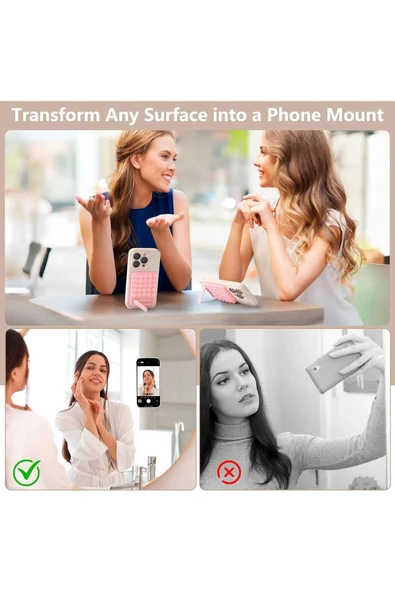 Coverzone Dikdörtgen Vantuzlu Telefon Tutucu Stand Olan Silikon Yumuşak Telefon Standı Geniş Kullanım Alanı - Resim 5