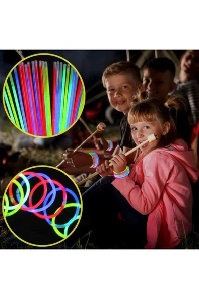 Coverzone Factorial Karanlıkta Parlayan Çubuklar Neon Fosforlu Oyuncak Parti Malzemeleri 200 adet - 3