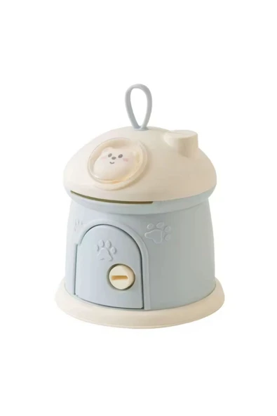 Coverzone Pofuduk Ayıcık Tasarımlı Metal Ve Kağıt Para Kumbarası Dekoratif Hediyelik Çocuk Odası Süsü Mavi - Resim 2