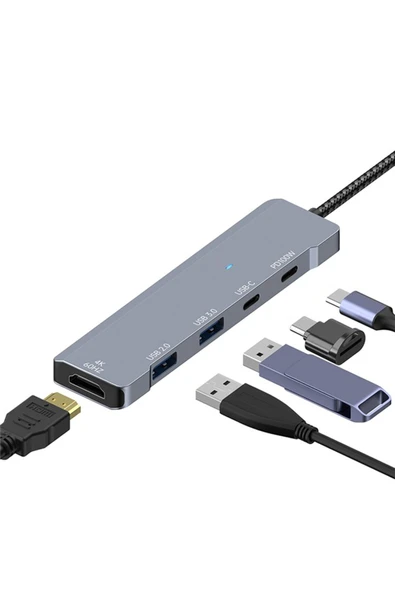 Coverzone Type-C Adaptör - HDMI, USB 3.0, USB 2.0 ve PD 100W 5Gbps Veri Transferi, 4K@60Hz HDMI Çıkışı CZ-336 ürün görseli
