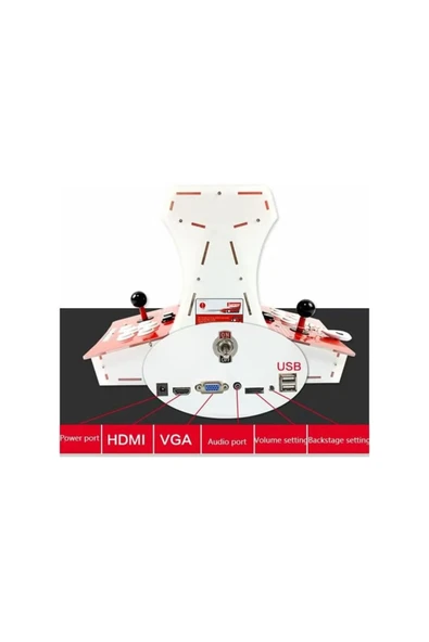 Coverzone İki Kişilik Retro 10 inç Ekran Oyun Konsolu 8200 Oyun Makinesi Dahili Hoparlör M77 - Resim 6