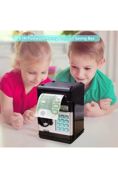 Coverzone Melodili ATM Metal Ve Kağıt Para Kumbarası Şİfreli Para Biriktirme Alışkanlığı Dekoratif Hediyelik - 1