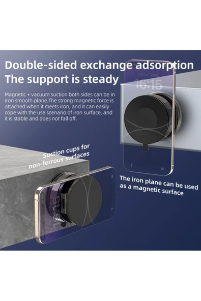 Xo Magsafe Uyumlu Araç Telefon Tutucu – Güçlü Manyetik Vakumlu, 360° Ayarlı Stand, iPhone C176 - Resim 4