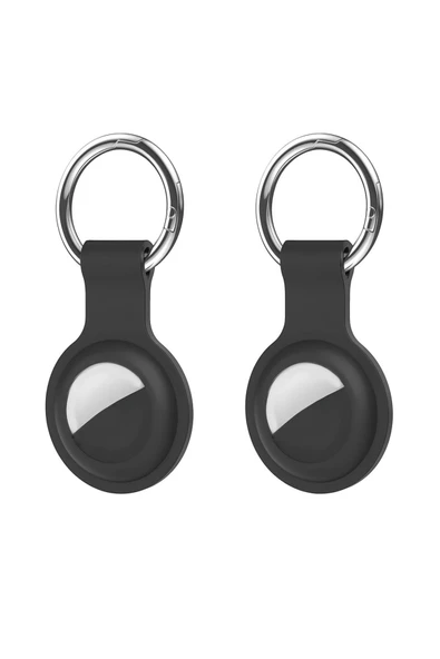Coverzone AirTag ile Uyumlu Anahtarlıklı Silikon Kılıf A010 Koruyucu Anahtarlık Siyah 2'li Paket ürün görseli