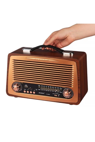 Coverzone Büyük Boy Retro Radyo Taşınabilir Bluetooth Speaker Ve Hoparlör Klasik Antika Tarzı 3299BT - Resim 3