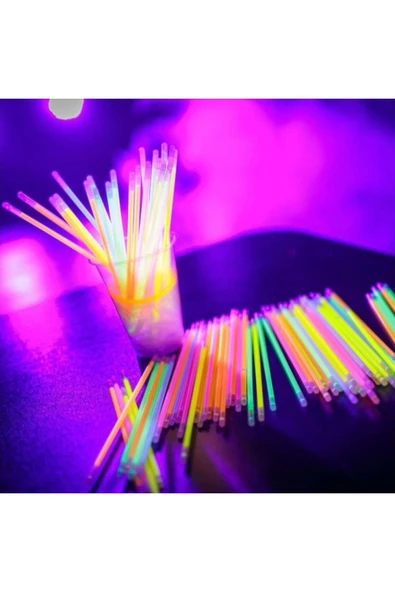 Coverzone Factorial Karanlıkta Parlayan Çubuklar Neon Fosforlu Oyuncak Parti Malzemeleri 200 adet - 2