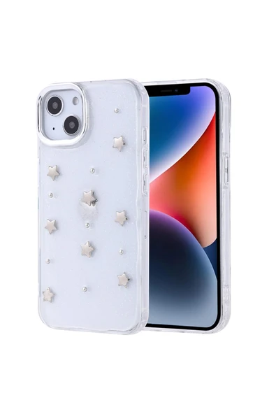 Coverzone iPhone 13 ile uyumlu Kılıf Airbag Köşeli Şeffaf Baskılı Z-Kutup ürün görseli