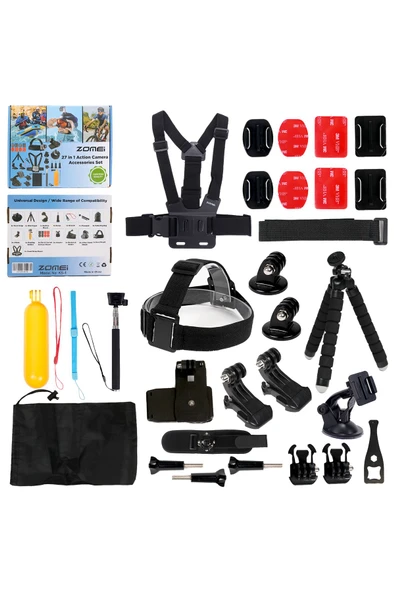 Coverzone Aksiyon Kamera Aksesuar Seti - 27 Parça, Çantalı, GoPro DJI Insta360 Uyumlu, Vlog İçin KS-1 - Resim 7