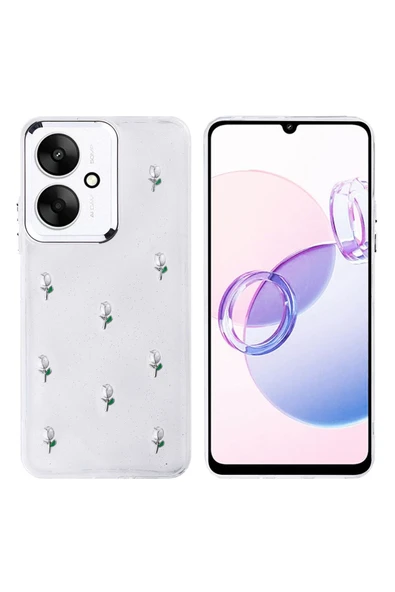 Coverzone Xiaomi Poco C65 ile uyumlu Kılıf Airbag Köşeli Şeffaf Baskılı Z-Kutup ürün görseli