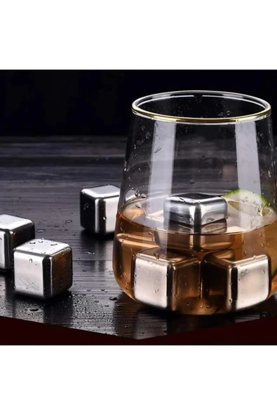 Coverzone Paslanmaz Çelik Buz Kalıbı Sulandırmayan Hediyelik Viski Soğutma Taşı 6'lı Küp Maşa Dahil Değildir - Resim 3