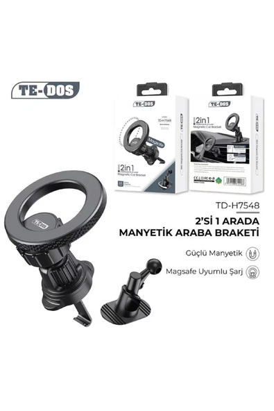 Coverzone Araç İçi Manyetik Telefon Tutucu TD-H7548 - Magsafe Uyumlu, 360° Döner, Klipsli, Petek Tasarım - Resim 2