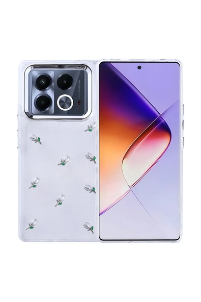 Coverzone İnfinix Note 40 4G ile uyumlu Kılıf Airbag Köşeli Şeffaf Baskılı Z-Kutup ürün görseli