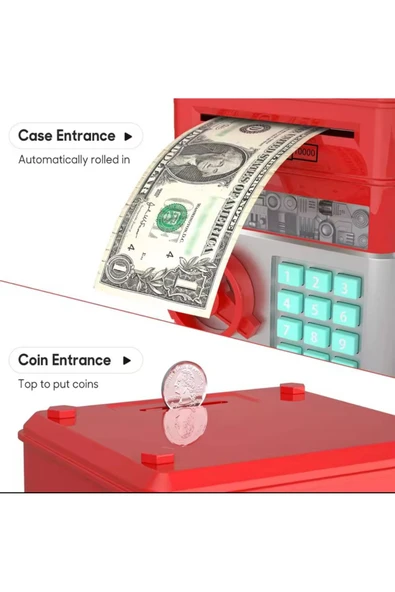 Coverzone Melodili ATM Metal Ve Kağıt Para Kumbarası Şİfreli Para Biriktirme Alışkanlığı Dekoratif Hediyelik - Resim 6