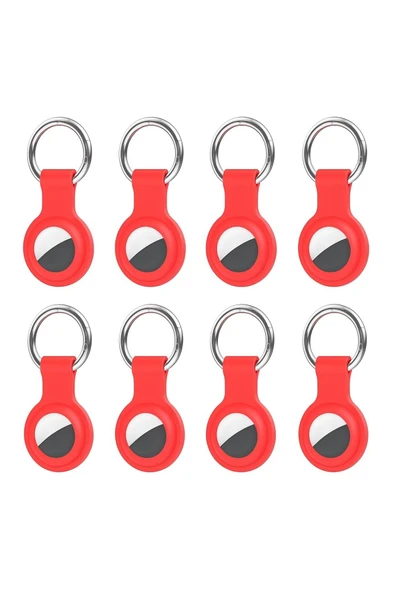 Coverzone Apple AirTag ile Uyumlu Anahtarlıklı Silikon Kılıf A010 Koruyucu Anahtarlık Kırmızı 8'lı Paket ürün görseli
