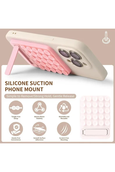 Coverzone Dikdörtgen Vantuzlu Telefon Tutucu Stand Olan Silikon Yumuşak Telefon Standı Geniş Kullanım Alanı - Resim 4