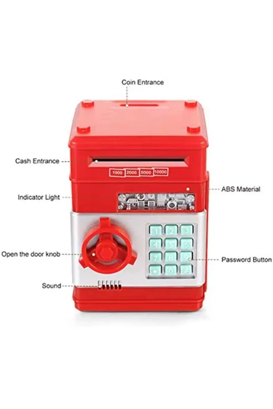 Coverzone Melodili ATM Metal Ve Kağıt Para Kumbarası Şİfreli Para Biriktirme Alışkanlığı Dekoratif Hediyelik - Resim 4