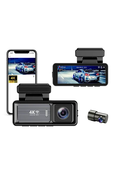 Coverzone Mini Çift Lensli WiFi GPS Dash Kamera - 4K Ön Kamera & 1080P Arka Kamera, Gece Görüşü M6 ürün görseli