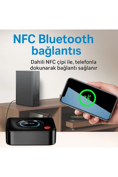 Coverzone HI-FI için Bluetooth Adaptörü, Hoparlörler için Bluetooth Alıcısı (3,5 mm AUX, RCA, TF, NFC) C52 - Resim 7