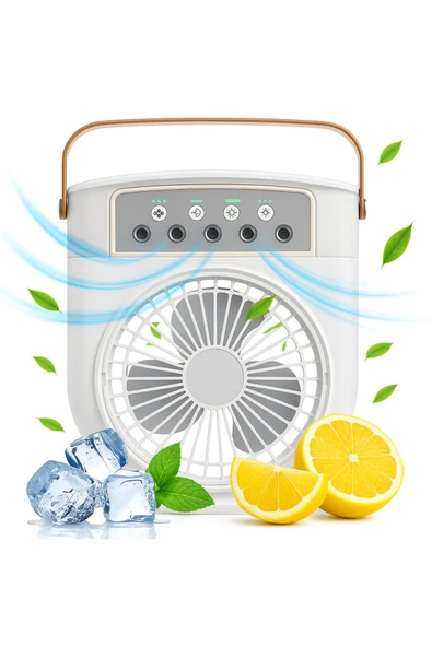 Coverzone Şarjlı Buharlı Mini Hava Soğutucu Taşınabilir Vantilatör Fan Mobil Sulu Klima 3 Rüzgar Hızı CVR-002 ürün görseli